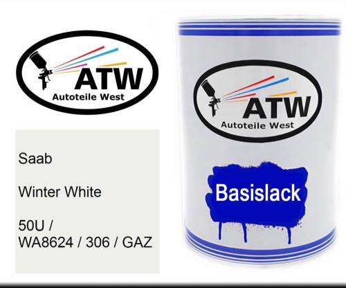 Saab, Winter White, 50U / WA8624 / 306 / GAZ: 500ml Lackdose, von ATW Autoteile West.